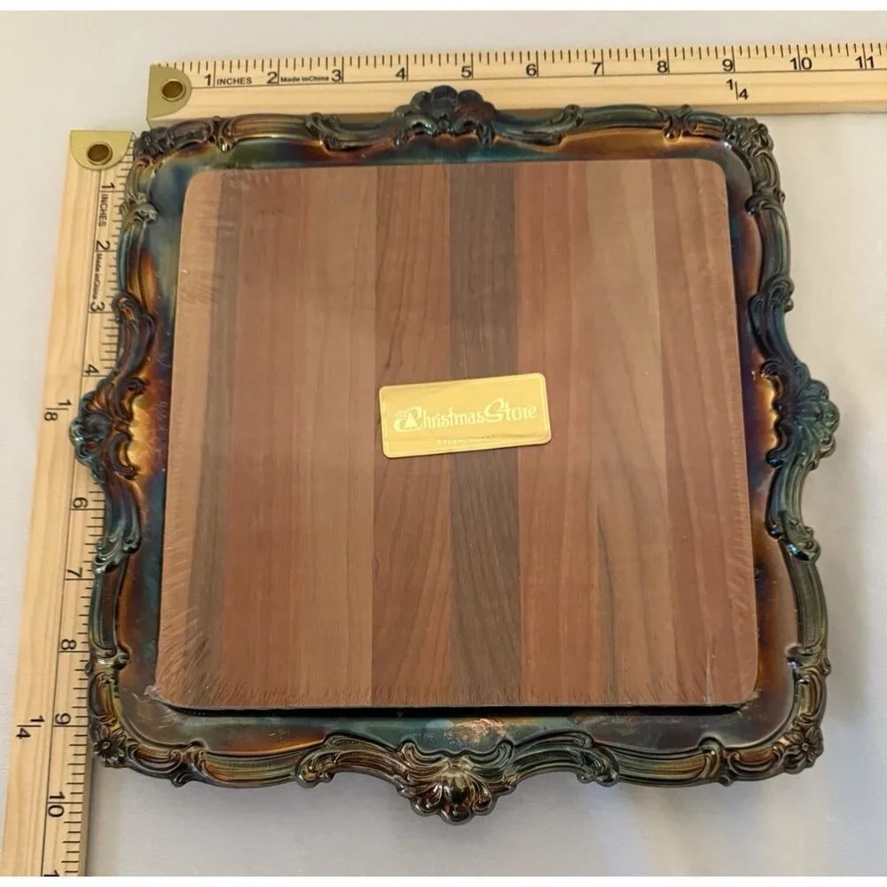 Vtg Newport Silver Plate Tray YB 650 Serving Cutting Cheese Board 10